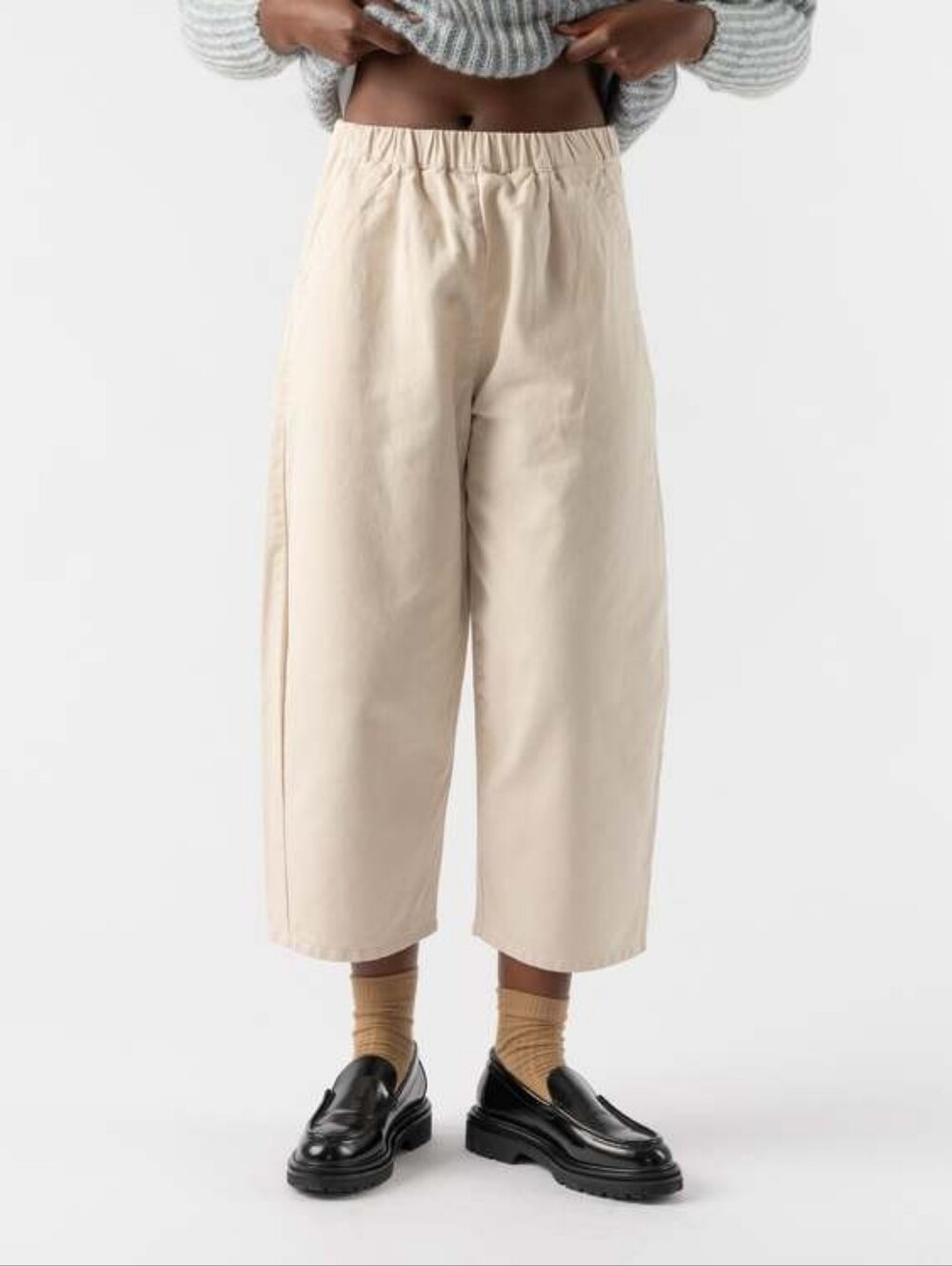 MICAELA GREG High Rise Cream Barrel Leg Pants M.